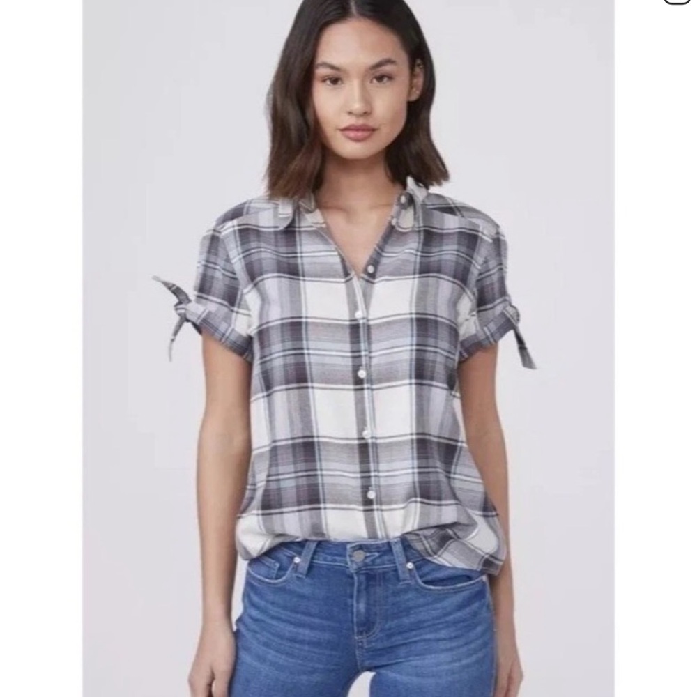 PAIGE Avery Short sleeve button down  Plaid Shirt